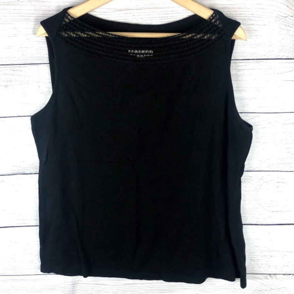 db Established | Black Crochet Neckline Tank Top